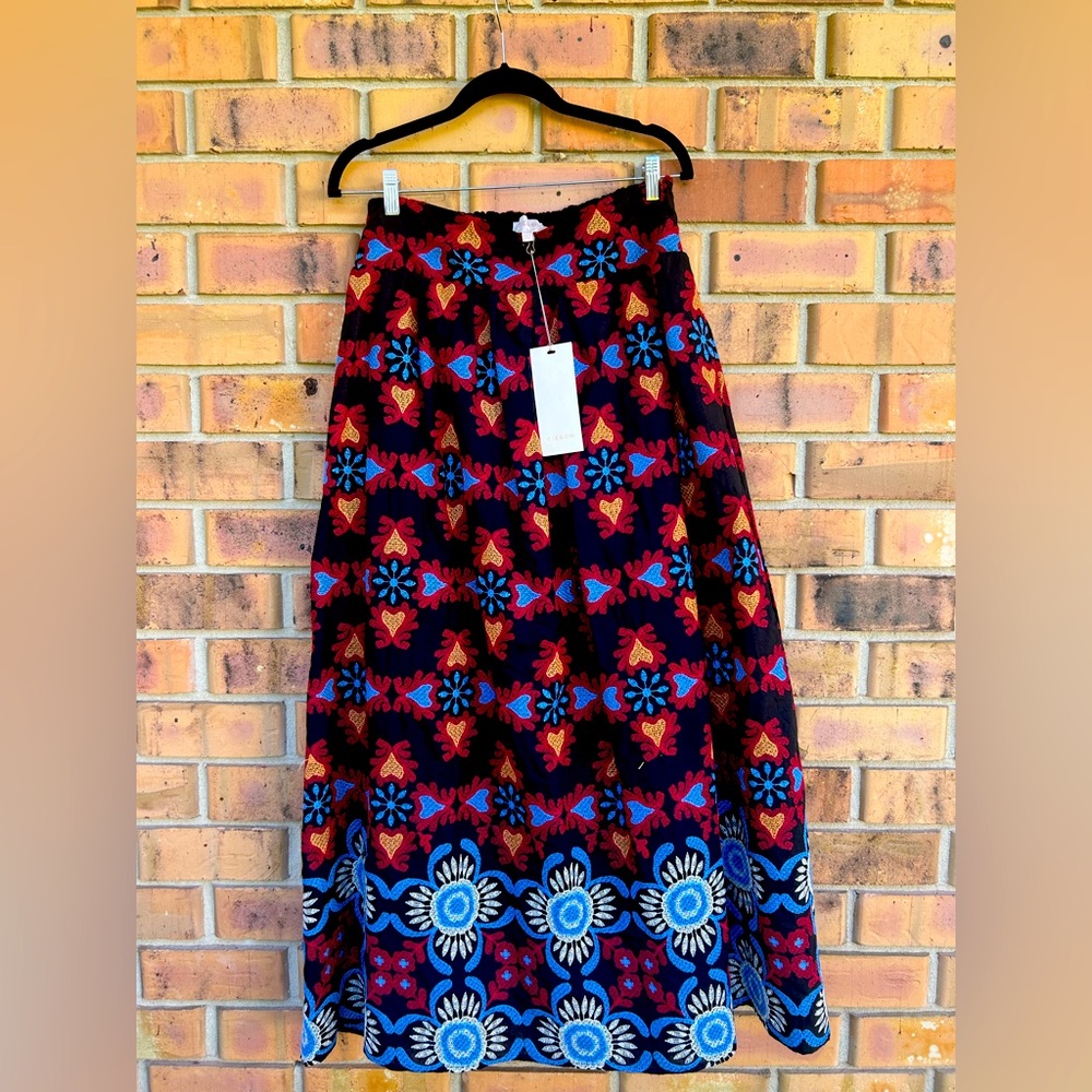 Ciebon Yola Embroidered Skirt fiesta blue white